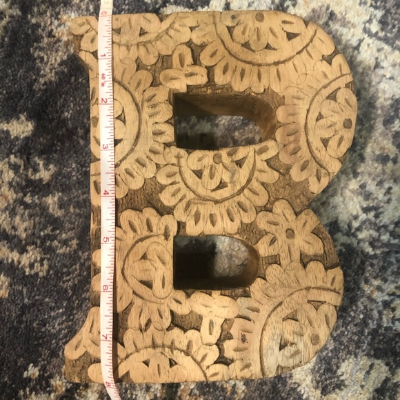 Wooden Decorative B Initial with Floral Details - Picture 2 of 7
